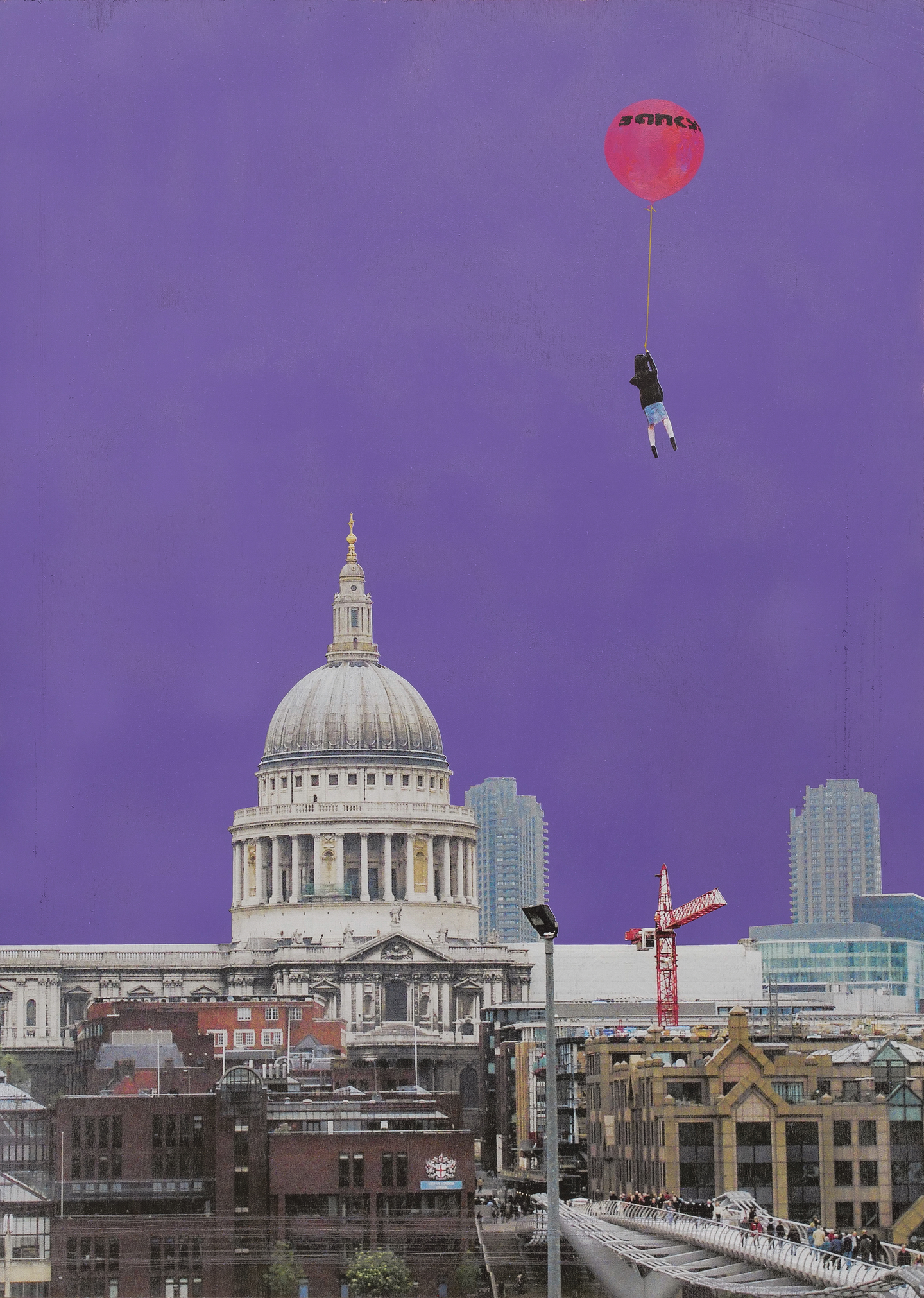 Girl with Balloon Over Millennium Bridge (Unique Hand-Finished) 9/10