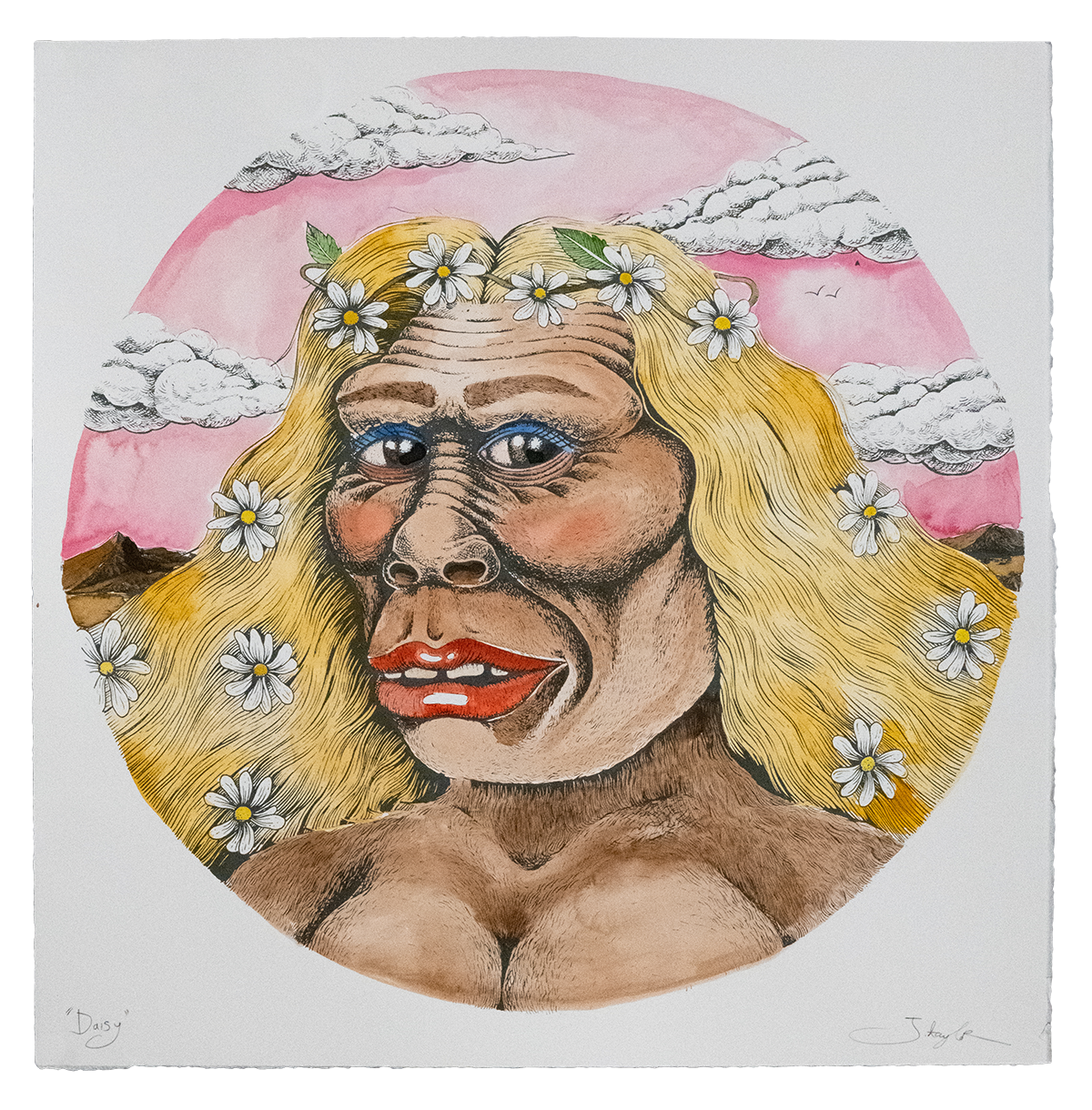 Neanderthal (Daisy) Hand-finished with Watercolours