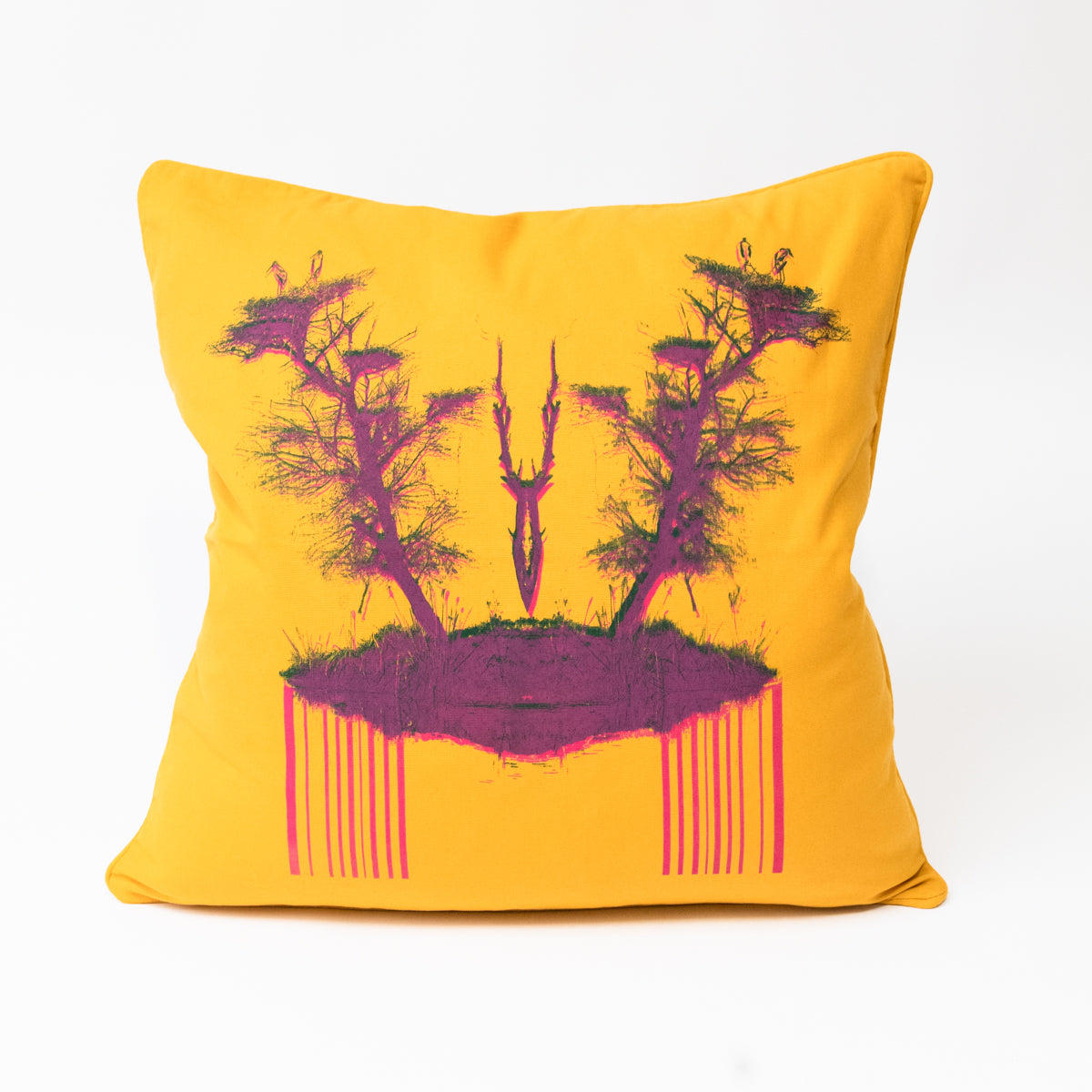 Laz Studio Storks Cushion (Orange and Pink)