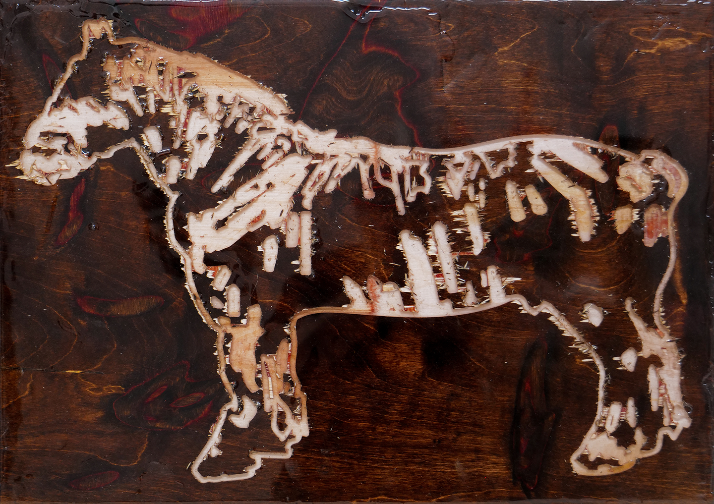 Souvenir One (Horse Drawing on Wood in Resin)