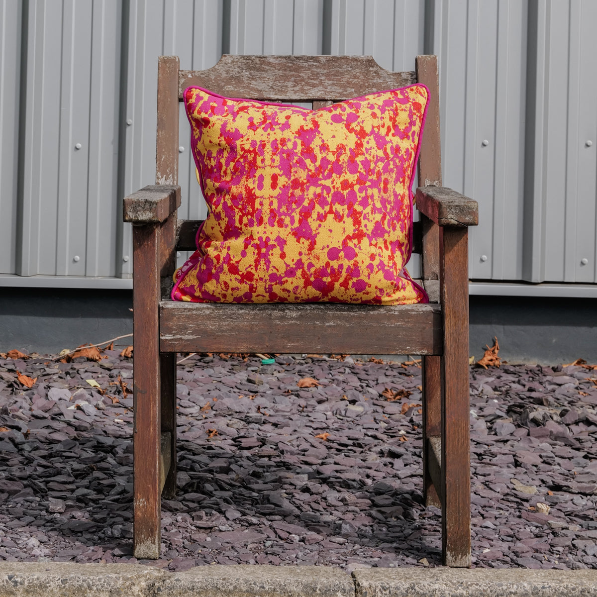 Laz Studio House Spots Cushion (Pink & Red on Yellow)