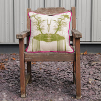 Laz Studio Storks Cushion (Oatmeal, Green & Pink)