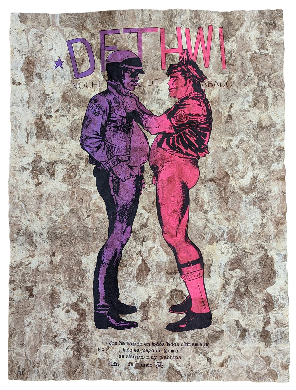 Golgo Dirty Coppers (Pink & Purple) on Mottled Japanese Paper