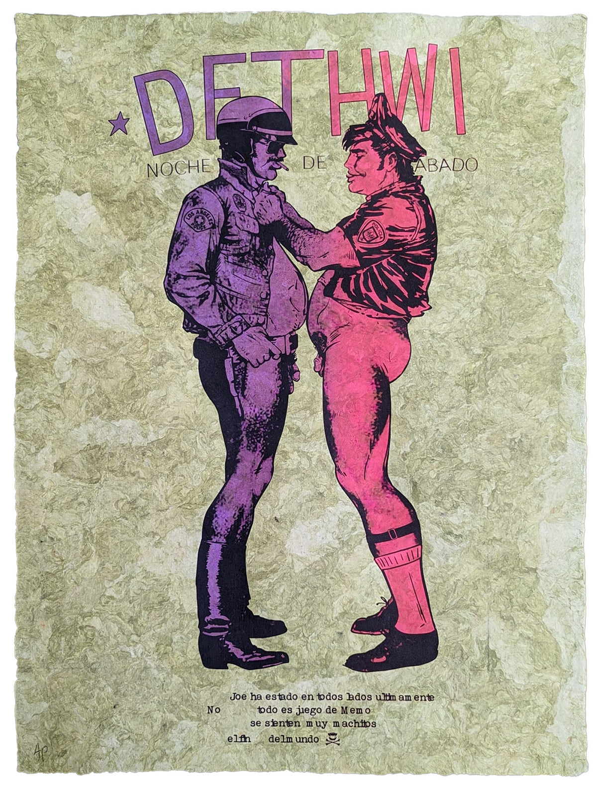 Golgo Dirty Coppers (Pink & Purple) on Green Japanese Paper
