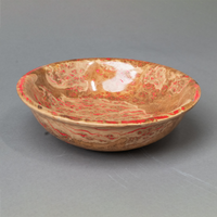 Curved Bowl with Scottish Elm Burr and Pink Accents